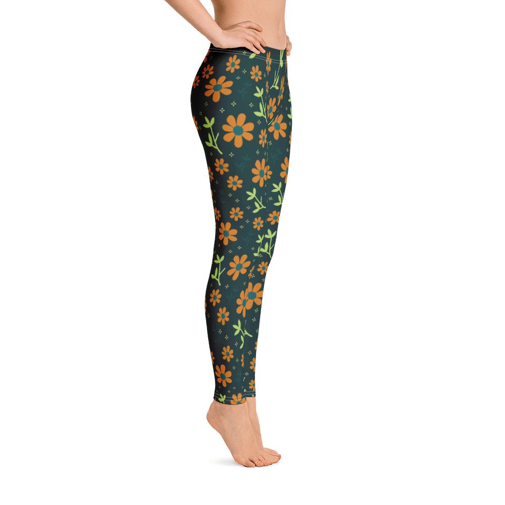 Floral Pattern – Dark and Orange – Leggings