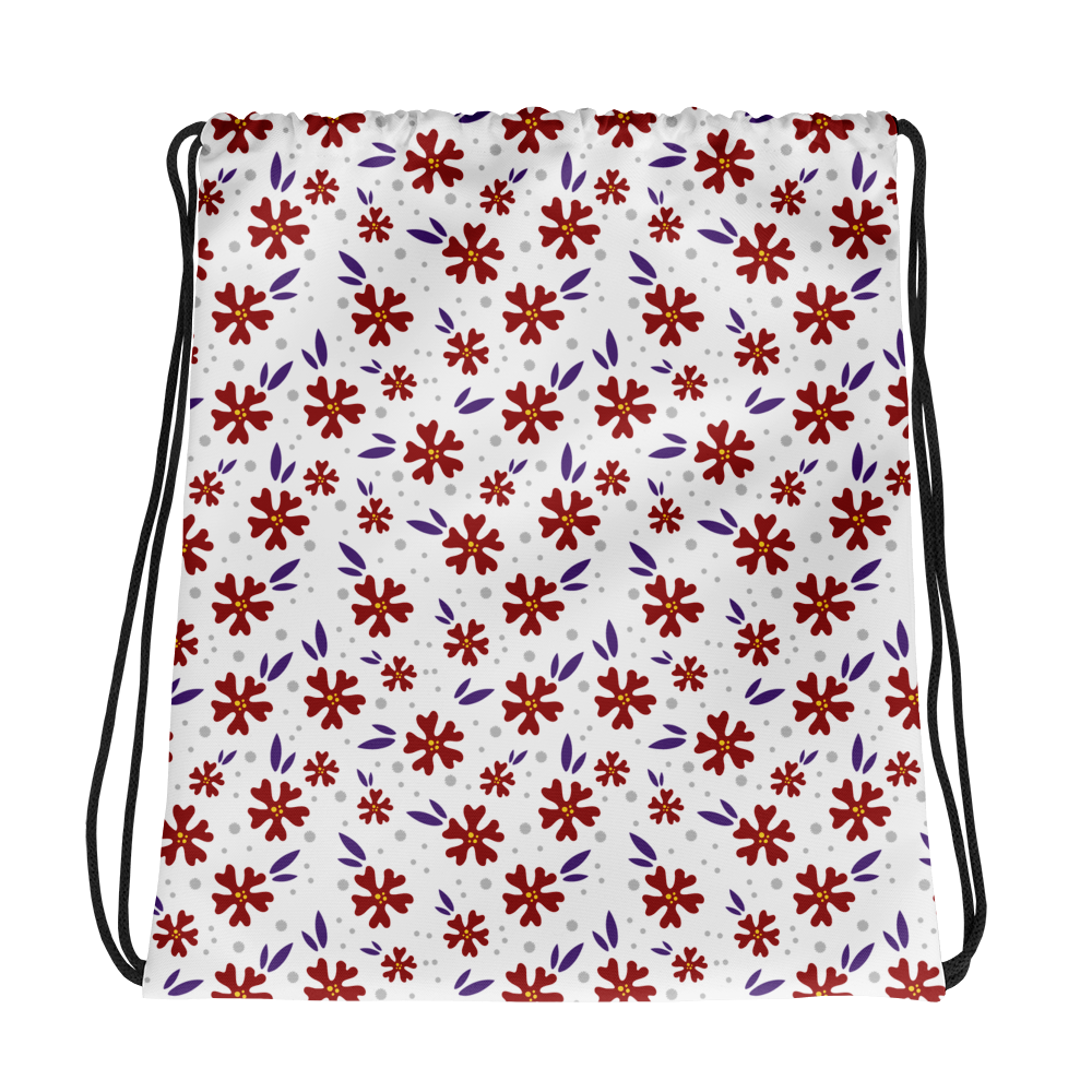 Floral Pattern – Light and Red – Drawstring bag