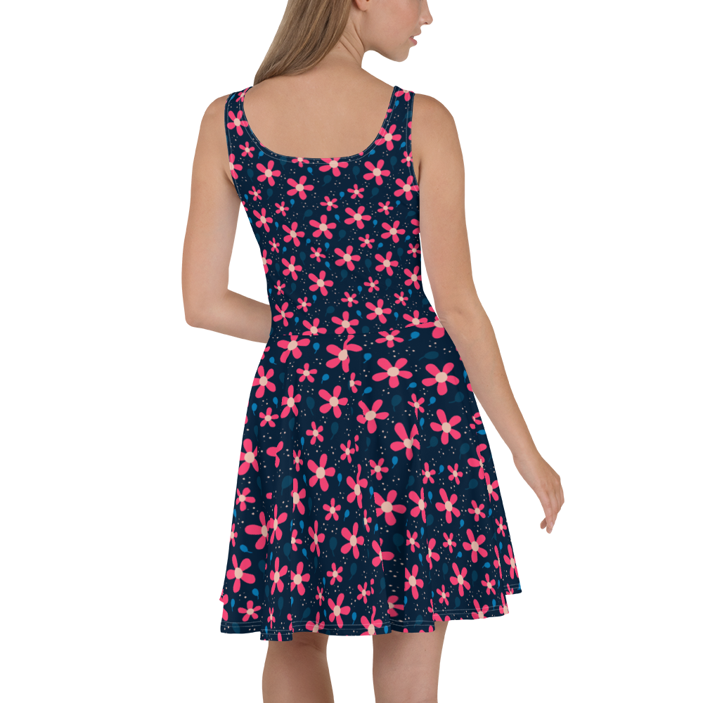 Floral Pattern – Dark and Pink – Skater Dress